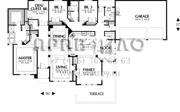Проект одноэтажного дома с гаражом на три и более машин в современном стиле S5-264 (2559-00129)