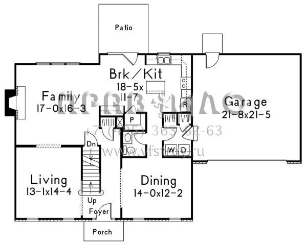 Проект двухэтажного дома с гаражом на две машины в стиле Особняк S5-216 (5633-00334)