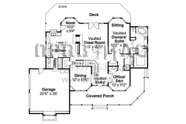 Проект двухэтажного дома с гаражом на две машины в стиле Ранчо S5-239 (035-00702)