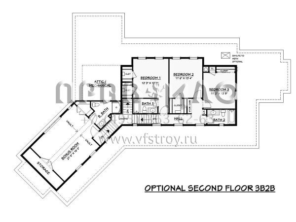 Проект двухэтажного дома с гаражом на две машины в стиле Ранчо S5-258 (3125-00024)