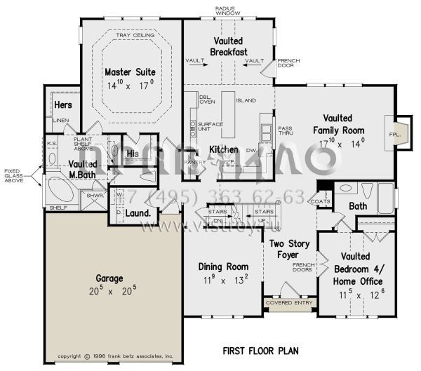 Проект двухэтажного дома с гаражом на две машины в стиле Ранчо S5-222 (8594-00422)
