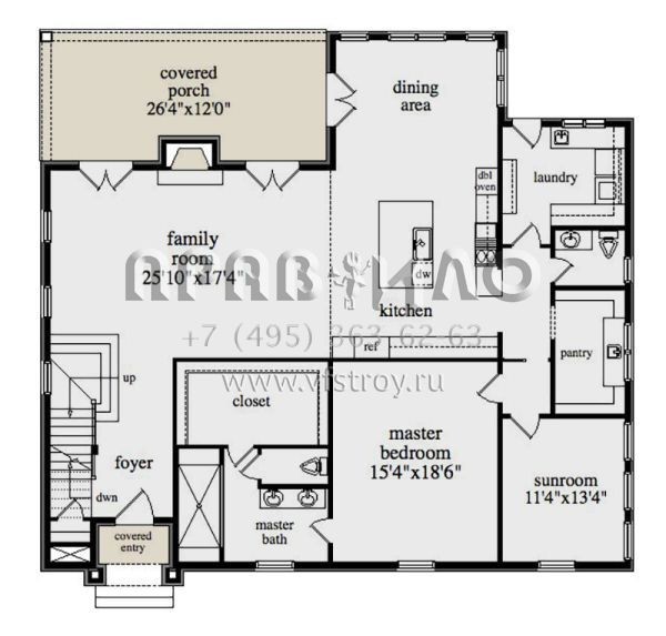 Проект двухэтажного дома без гаража в стиле Готика S5-388 (957-00109)