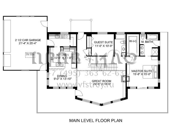 Проект двухэтажного дома с гаражом на три и более машин в стиле Шале S5-355 (039-00087)