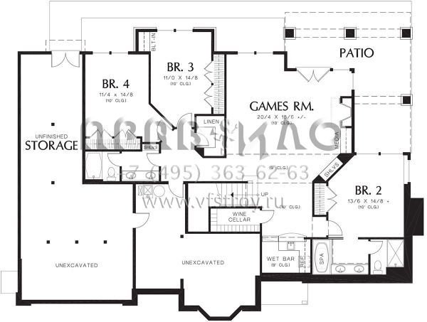 Проект одноэтажного дома с гаражом на три и более машин в английском стиле S5-367 (2559-00163)