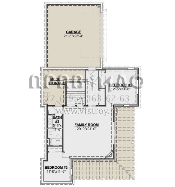 Проект одноэтажного дома с гаражом на три и более машин в современном стиле S5-218 (1462-00098)