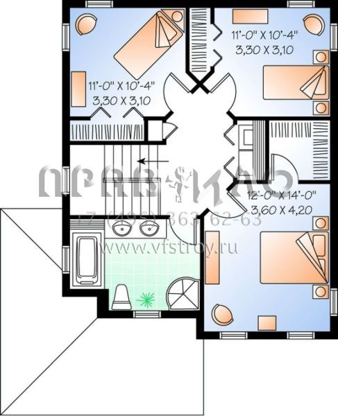 Проект двухэтажного дома без гаража в стиле Ранчо S5-149 (034-00803)