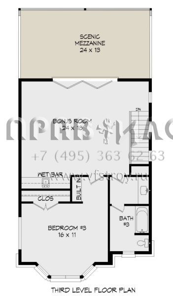 Проект трехэтажного дома без гаража в современном стиле S5-309 (940-00187)