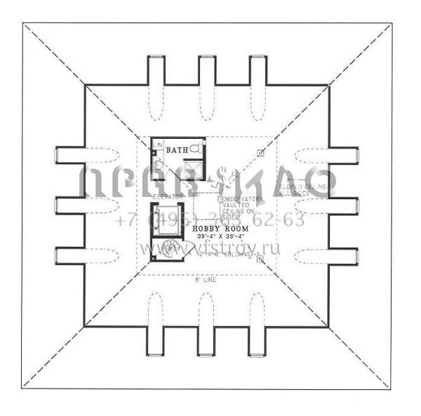 Проект трехэтажного дома с гаражом на три и более машин в стиле Особняк S5-691 (110-00238)