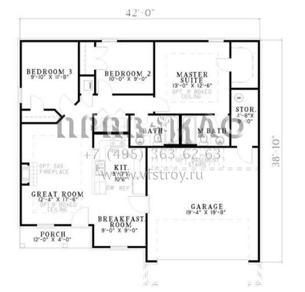 Проект одноэтажного дома с гаражом на две машины в стиле Ранчо S5-101 (110-00515)