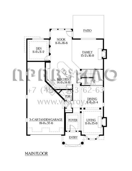 Проект двухэтажного дома с гаражом на три и более машин в американском стиле S5-345 (341-00156)