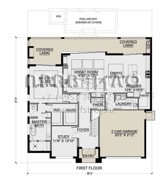 Проект двухэтажного дома с гаражом на две машины в современном стиле S5-347 (5565-00174)