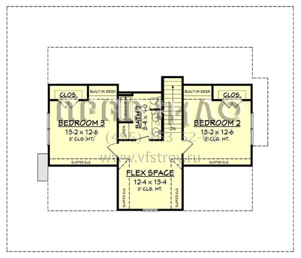 Проект двухэтажного дома без гаража в стиле Ранчо S5-194 (041-00154)