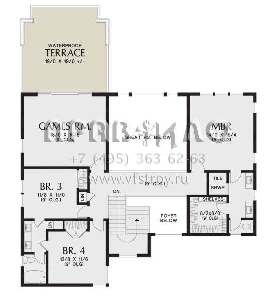 Проект двухэтажного дома с гаражом на три и более машин в современном стиле S5-301 (2559-00958)