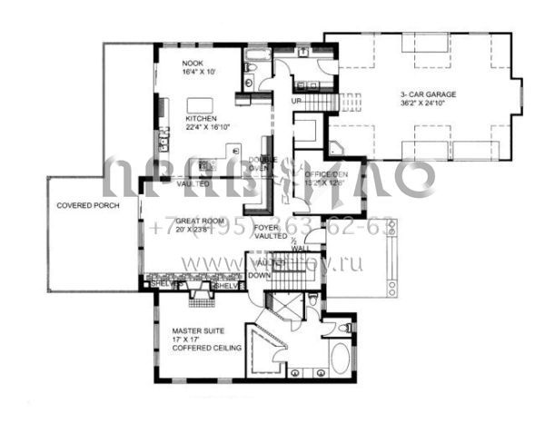 Проект двухэтажного дома с гаражом на три и более машин в скандинавском стиле S5-288 (039-00213)