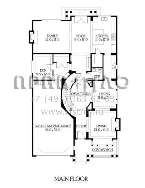 Проект двухэтажного дома с гаражом на три и более машин в американском стиле S5-373 (341-00164)