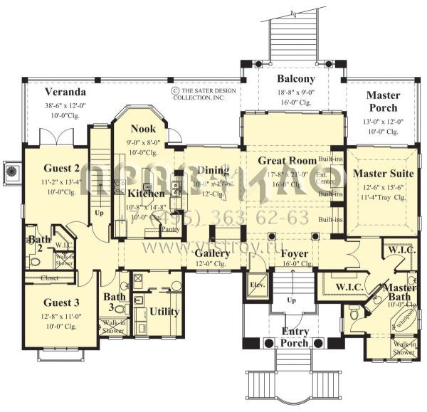 Проект двухэтажного дома с гаражом на две машины в американском стиле S5-226 (8436-00065)