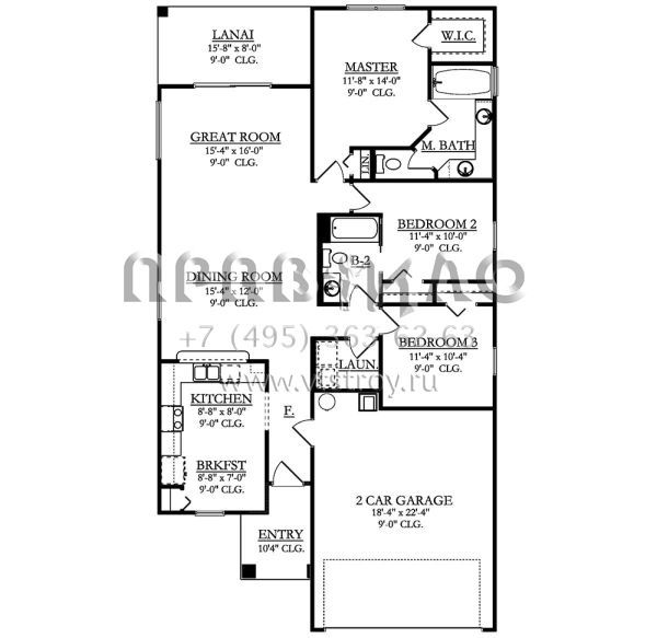 Проект одноэтажного дома с гаражом на две машины в современном стиле S5-135 (3978-00087)