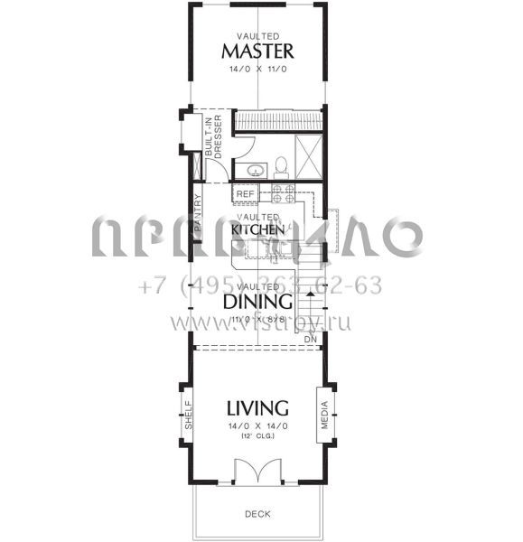 Проект двухэтажного дома с гаражом на одну машину в стиле Ранчо S5-112 (2559-00204)