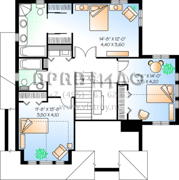 Проект двухэтажного дома с гаражом на одну машину в английском стиле S5-173 (034-00122)