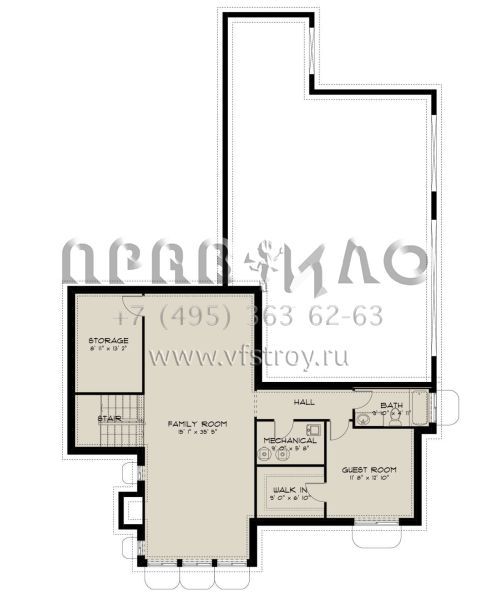 Проект двухэтажного дома с гаражом на три и более машин в стиле Ранчо S5-247 (2802-00165)