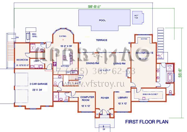 Проект двухэтажного дома с гаражом на две машины в английском стиле S5-433 (033-00134)