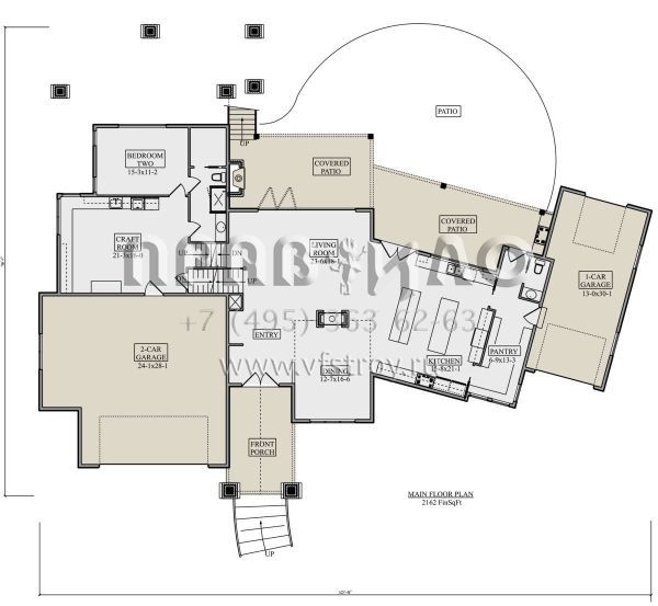 Проект двухэтажного дома с гаражом на три и более машин в американском стиле S5-430 (5631-00165)