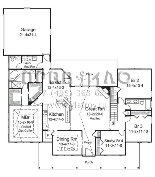 Проект одноэтажного дома с гаражом на две машины в классическом стиле S5-222 (5633-00273)