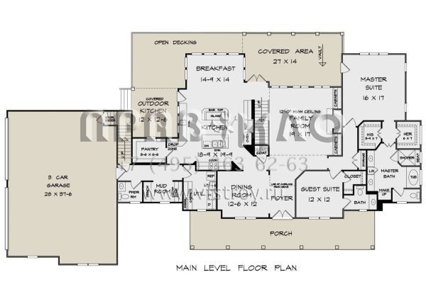 Проект двухэтажного дома с гаражом на три и более машин в американском стиле S5-321 (6082-00199)