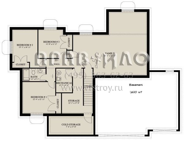 Проект одноэтажного дома с гаражом на три и более машин в американском стиле S5-155 (2802-00058)