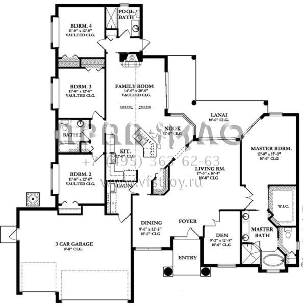 Проект одноэтажного дома с гаражом на три и более машин в современном стиле S5-223 (3978-00069)