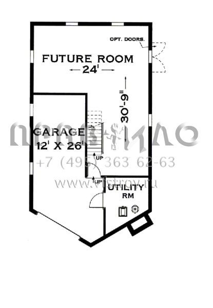 Проект двухэтажного дома с гаражом на одну машину в современном стиле S5-139 (033-00006)