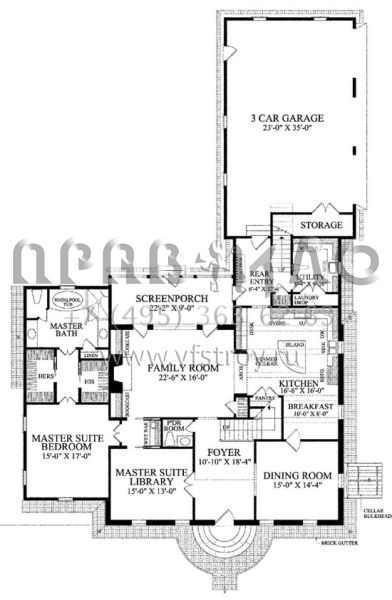 Проект двухэтажного дома с гаражом на три и более машин в стиле Ранчо S5-362 (7922-00170)