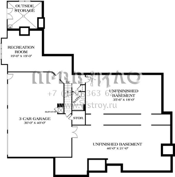 Проект двухэтажного дома с гаражом на три и более машин в стиле Ранчо S5-893 (3323-00535)