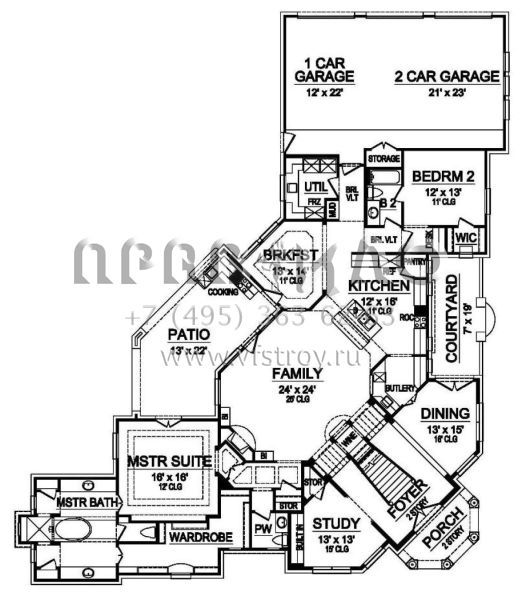 Проект двухэтажного дома с гаражом на три и более машин в прибрежном стиле S5-402 (5445-00228)