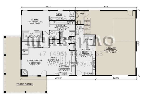 Проект двухэтажного дома с гаражом на две машины в стиле БарнХаус S5-184 (5032-00188)