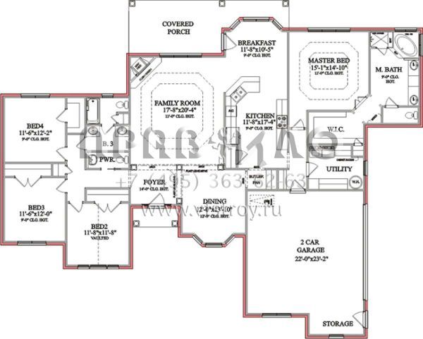 Проект одноэтажного дома с гаражом на две машины в английском стиле S5-227 (1070-00046)