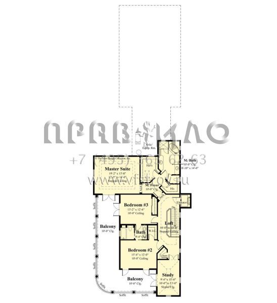 Проект особняка с огромным балконом, подвалом и гаражом на три машины S5-261 (8436-00083)