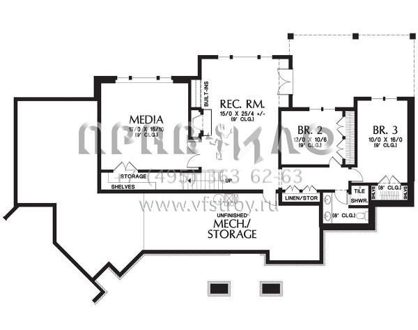 Проект одноэтажного дома с гаражом на три и более машин в американском стиле S5-354 (2559-00715)