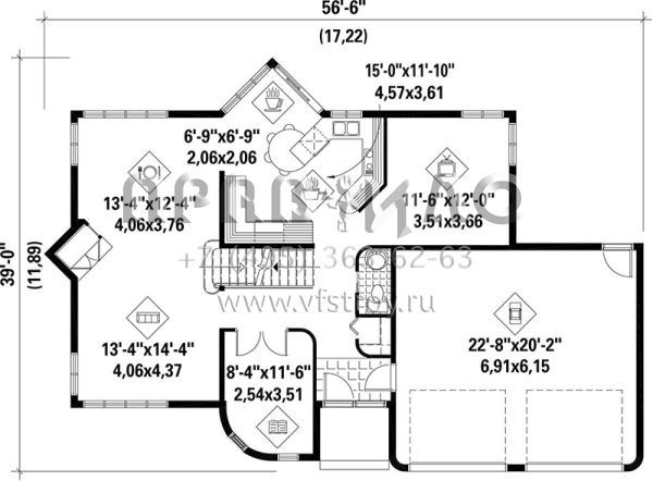 Проект двухэтажного дома с гаражом на две машины в современном стиле S5-173 (6146-00115)