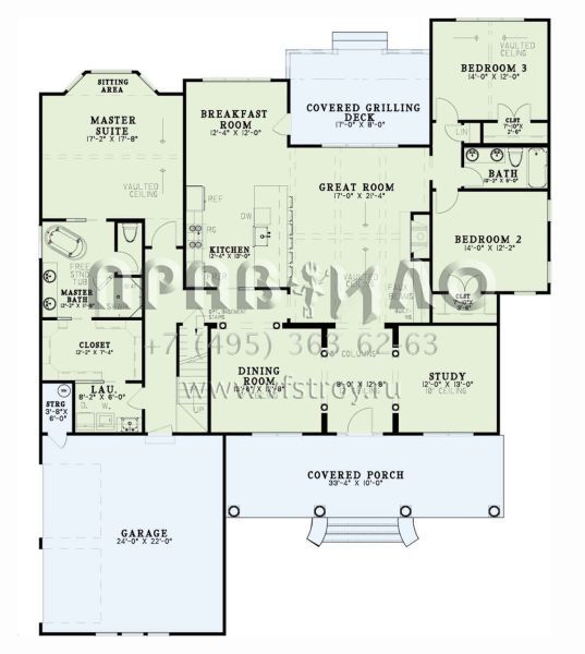 Проект одноэтажного дома с гаражом на две машины в американском стиле S5-232 (110-01110)