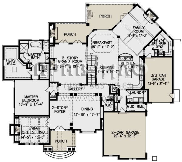 Проект двухэтажного дома с гаражом на три и более машин в английском стиле S5-427 (699-00222)