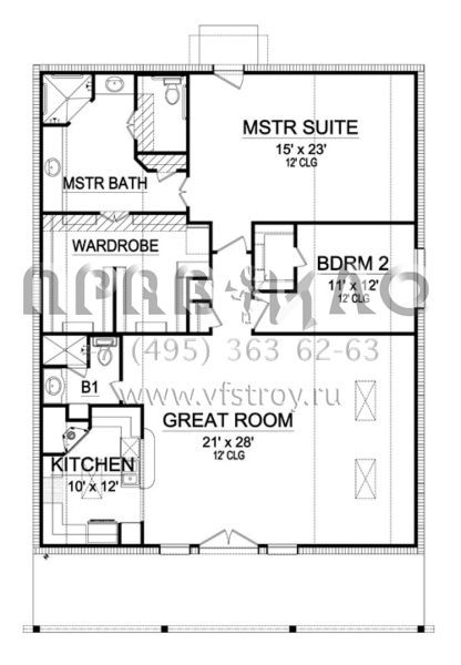 Проект одноэтажного дома без гаража в стиле Ранчо S5-270 (5445-00231)