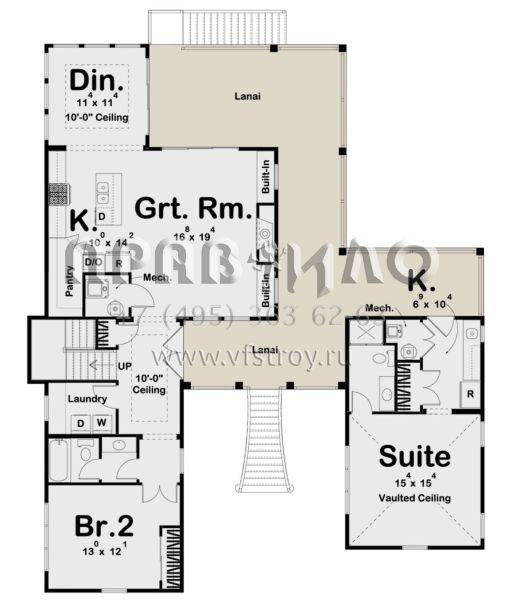 Проект двухэтажного дома без гаража в прибрежном стиле S5-274 (963-00374)