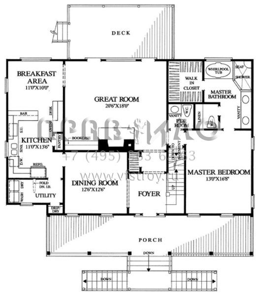 Проект двухэтажного дома с гаражом на две машины в стиле Ранчо S5-213 (7922-00130)