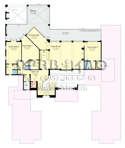 Проект двухэтажного дома с гаражом на три и более машин в современном стиле S5-694 (8436-00047)