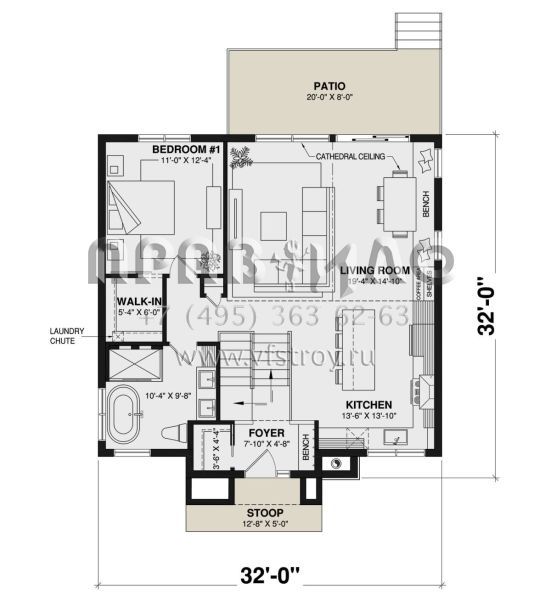Проект одноэтажного дома без гаража в современном стиле S5-183 (034-01346)