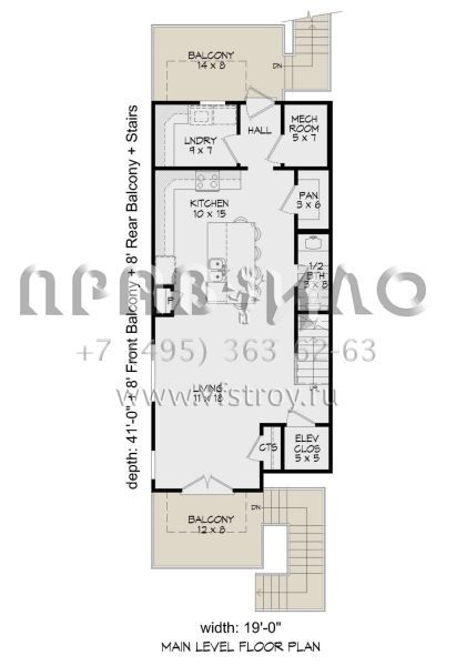 Проект узкого трехэтажного дома-вышки S5-198 (940-00917)