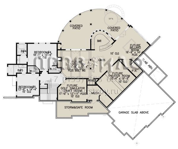 Проект двухэтажного дома с гаражом на три и более машин в американском стиле S5-338 (699-00308)