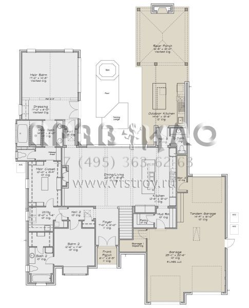 Проект двухэтажного дома с гаражом на три и более машин в английском стиле S5-293 (2880-00008)