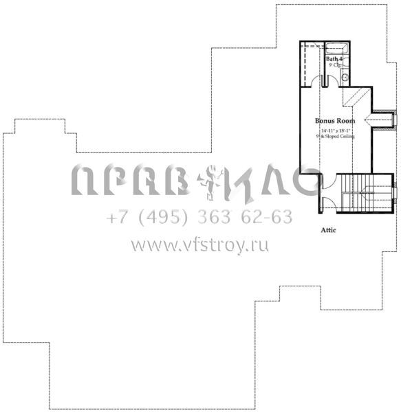 Проект двухэтажного дома с гаражом на три и более машин в стиле Ранчо S5-304 (7516-00016)